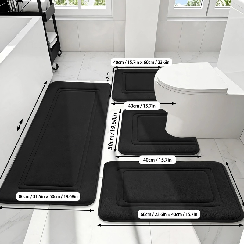 4Ps Advanced Bathroom Mat - Quick-Drying Memory Foam, Machine Washable, Thick Non-Slip Carpet, Suitable for Shower Rooms, Kitchens, And Laundry Rooms - Soft And Comfortable Home Decor 2 4Ps Advanced Bathroom Mat - Quick-Drying Memory Foam, Machine Washable, Thick Non-Slip Carpet, Suitable for Shower Rooms, Kitchens, And Laundry Rooms - Soft And Comfortable Home Decor - Image 2