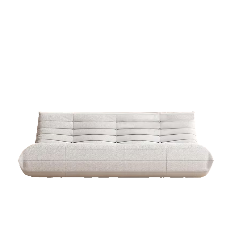 Adult Bean Bag Chair - Teddy Velvet Sofa Bed, Modern and Comfortable Lazy Sofa, Couple Sofa, Armless Cushioned Floor Chair, Suitable for A Variety Of Room Types, Game Sofa, Balcony Tatami, Multi-person Sofa Bed 3 Front view of a wide white three-seater Adult Bean Bag Chair and sofa bed design.