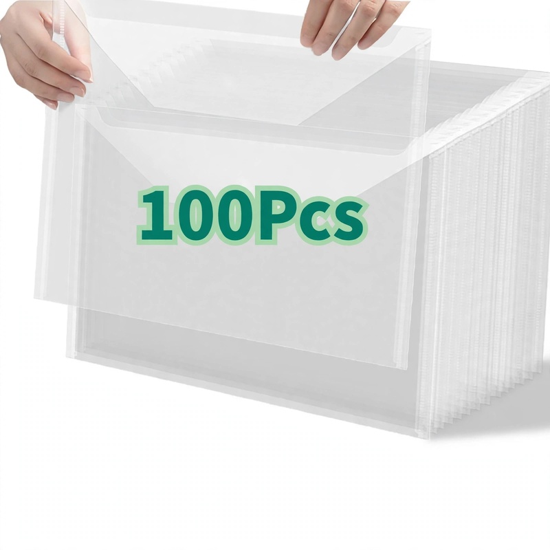 Front view showing the clean design and opening of A4 Transparent Plastic Folders.