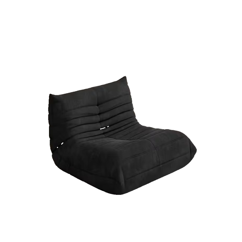 Adult Bean Bag Chair - Teddy Velvet Sofa Bed, Modern and Comfortable Lazy Sofa, Couple Sofa, Armless Cushioned Floor Chair, Suitable for A Variety Of Room Types, Game Sofa, Balcony Tatami, Multi-person Sofa Bed 2 Front view of a sleek black single-seat Adult Bean Bag Chair upholstered in soft teddy velvet.