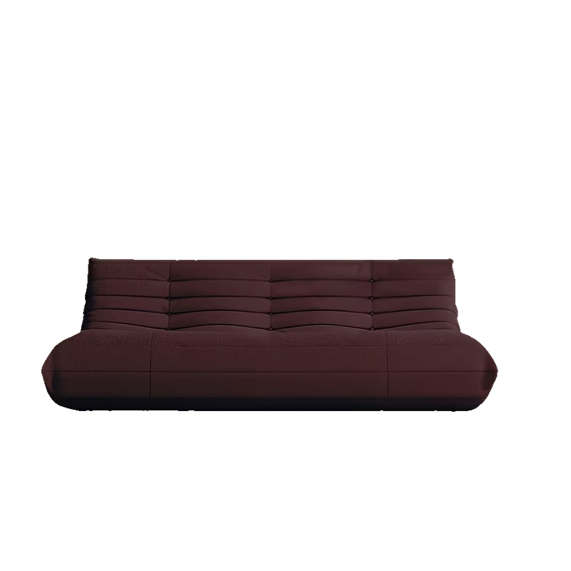 Adult Bean Bag Chair - Teddy Velvet Sofa Bed, Modern and Comfortable Lazy Sofa, Couple Sofa, Armless Cushioned Floor Chair, Suitable for A Variety Of Room Types, Game Sofa, Balcony Tatami, Multi-person Sofa Bed 4 Front view of a rich brown coffee colored three-seater Adult Bean Bag Chair.