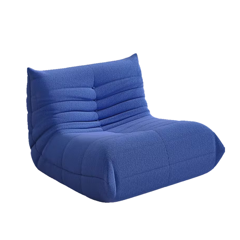 Adult Bean Bag Chair - Teddy Velvet Sofa Bed, Modern and Comfortable Lazy Sofa, Couple Sofa, Armless Cushioned Floor Chair, Suitable for A Variety Of Room Types, Game Sofa, Balcony Tatami, Multi-person Sofa Bed 9 Studio angle view of a deep blue single-seat Adult Bean Bag Chair.