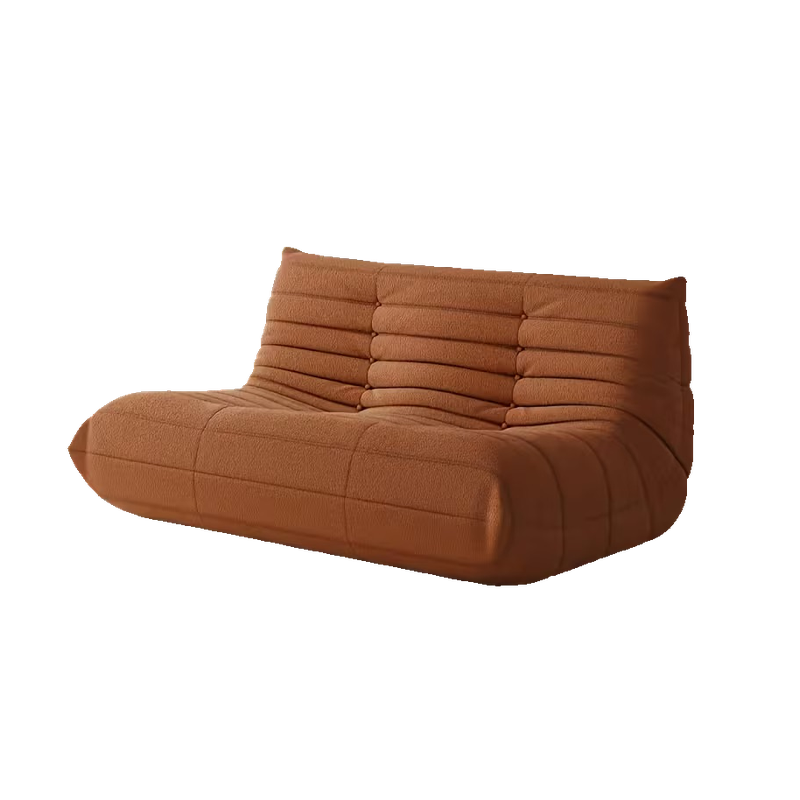 Adult Bean Bag Chair - Teddy Velvet Sofa Bed, Modern and Comfortable Lazy Sofa, Couple Sofa, Armless Cushioned Floor Chair, Suitable for A Variety Of Room Types, Game Sofa, Balcony Tatami, Multi-person Sofa Bed 13 Front view of a warm orange two-seater Adult Bean Bag Chair.
