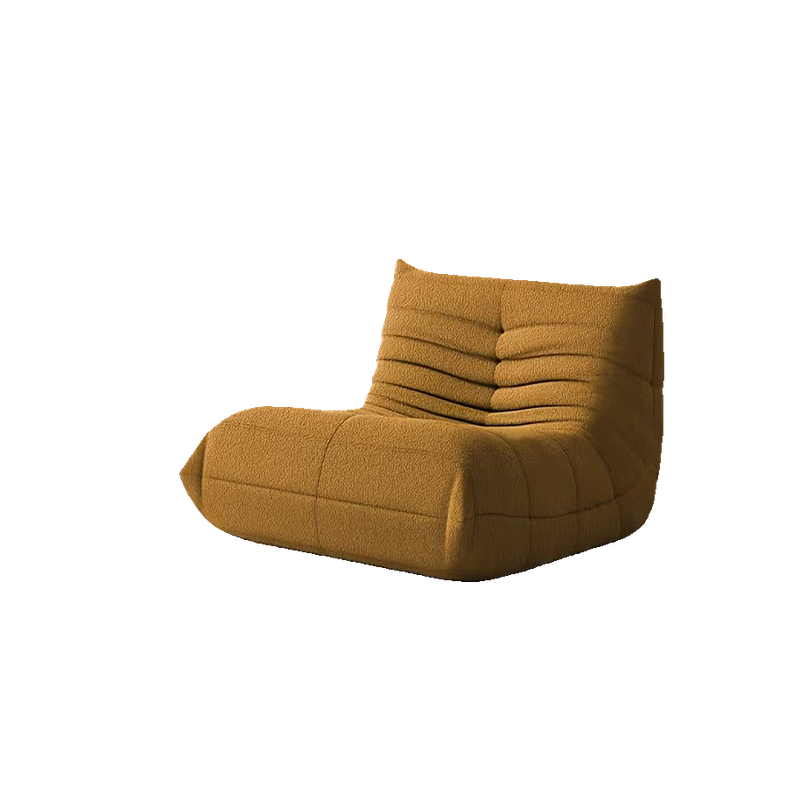 Adult Bean Bag Chair - Teddy Velvet Sofa Bed, Modern and Comfortable Lazy Sofa, Couple Sofa, Armless Cushioned Floor Chair, Suitable for A Variety Of Room Types, Game Sofa, Balcony Tatami, Multi-person Sofa Bed 18 Front angle view of a warm mustard yellow single-seat Adult Bean Bag Chair.