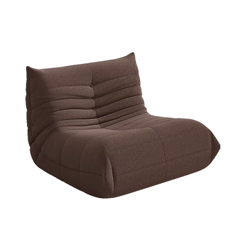 Adult Bean Bag Chair - Teddy Velvet Sofa Bed, Modern and Comfortable Lazy Sofa, Couple Sofa, Armless Cushioned Floor Chair, Suitable for A Variety Of Room Types, Game Sofa, Balcony Tatami, Multi-person Sofa Bed 5 : Front view of a single-seat coffee brown Adult Bean Bag Chair against a white background.