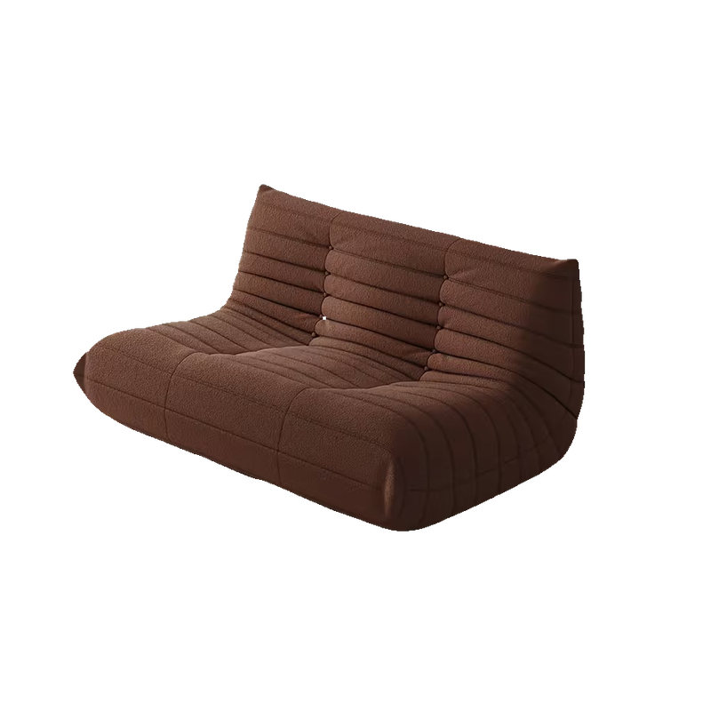 Adult Bean Bag Chair - Teddy Velvet Sofa Bed, Modern and Comfortable Lazy Sofa, Couple Sofa, Armless Cushioned Floor Chair, Suitable for A Variety Of Room Types, Game Sofa, Balcony Tatami, Multi-person Sofa Bed 6 Front view of a coffee brown two-seater Adult Bean Bag Chair