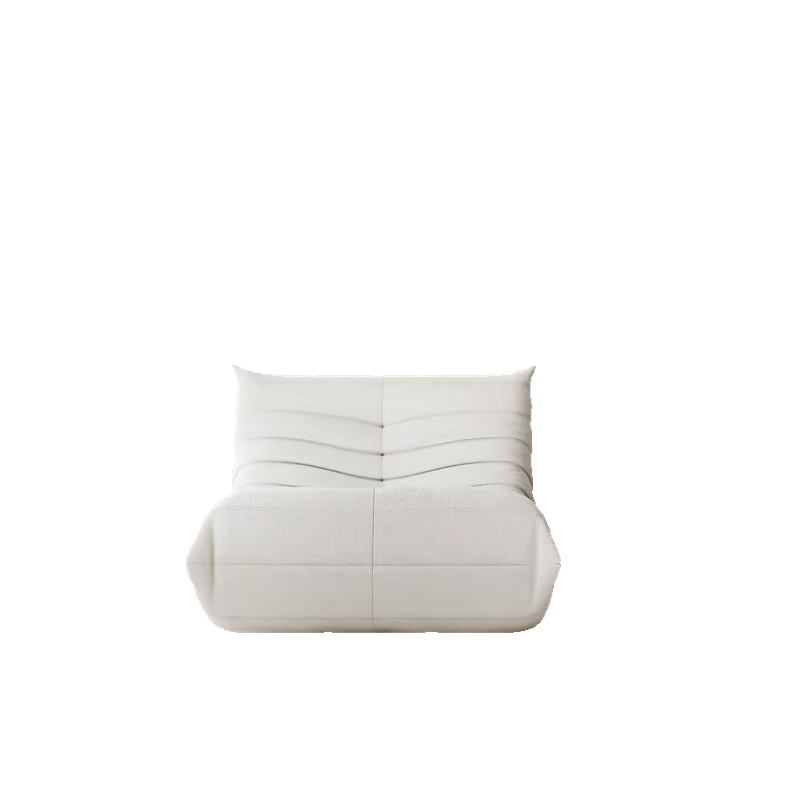 Adult Bean Bag Chair - Teddy Velvet Sofa Bed, Modern and Comfortable Lazy Sofa, Couple Sofa, Armless Cushioned Floor Chair, Suitable for A Variety Of Room Types, Game Sofa, Balcony Tatami, Multi-person Sofa Bed 7 Front view of a creamy white single-seat Adult Bean Bag Chair.