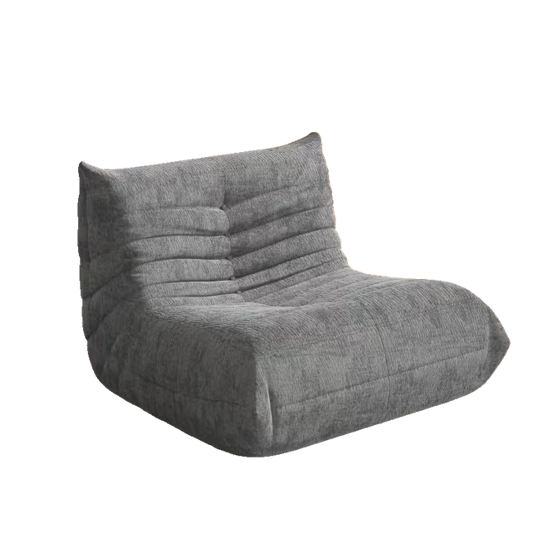 Adult Bean Bag Chair - Teddy Velvet Sofa Bed, Modern and Comfortable Lazy Sofa, Couple Sofa, Armless Cushioned Floor Chair, Suitable for A Variety Of Room Types, Game Sofa, Balcony Tatami, Multi-person Sofa Bed 10 Front angle view of a gray textured single-seat Adult Bean Bag Chair.