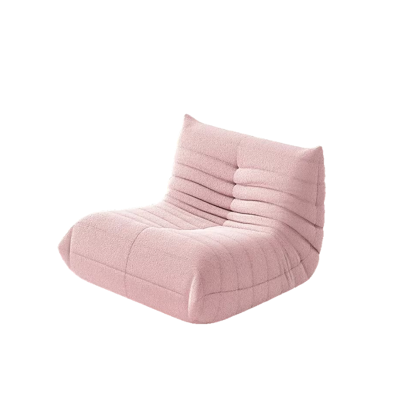 Adult Bean Bag Chair - Teddy Velvet Sofa Bed, Modern and Comfortable Lazy Sofa, Couple Sofa, Armless Cushioned Floor Chair, Suitable for A Variety Of Room Types, Game Sofa, Balcony Tatami, Multi-person Sofa Bed 15 Front view of a soft pastel pink single-seat Adult Bean Bag Chair.