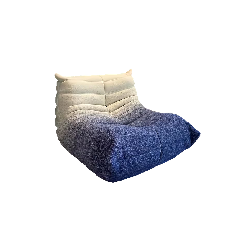 Adult Bean Bag Chair - Teddy Velvet Sofa Bed, Modern and Comfortable Lazy Sofa, Couple Sofa, Armless Cushioned Floor Chair, Suitable for A Variety Of Room Types, Game Sofa, Balcony Tatami, Multi-person Sofa Bed 16 Front view of a unique gradient blue and white patterned single-seat Adult Bean Bag Chair.