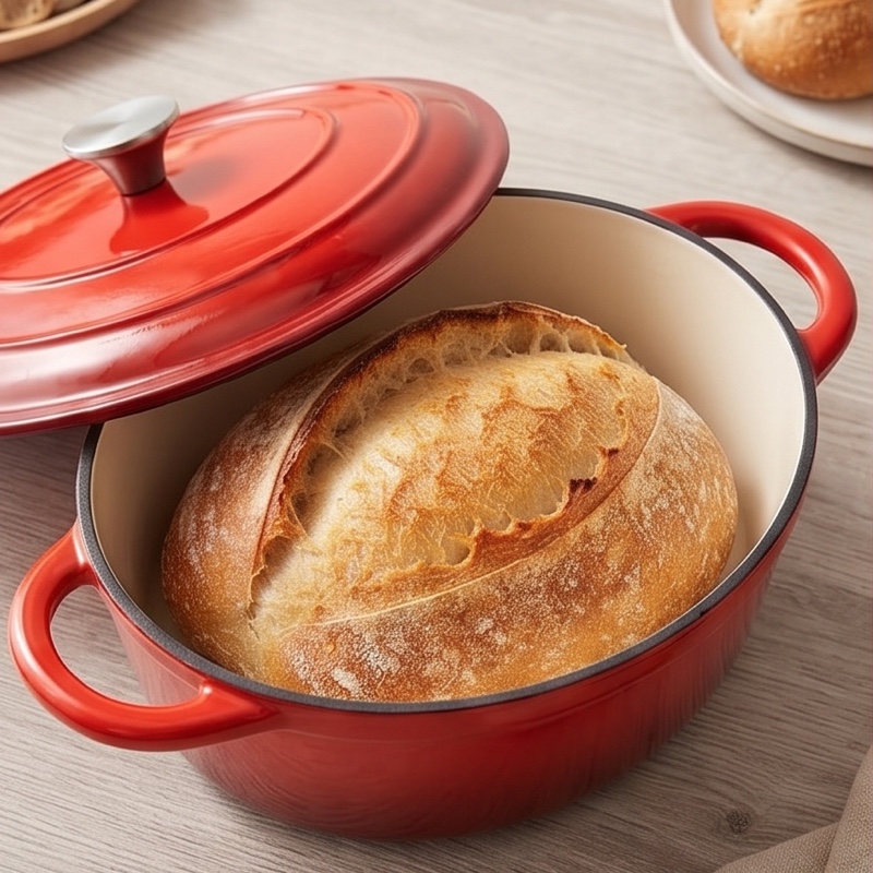 exclusive 4.5QT Enameled Dutch Oven Pot With Lid, Cast Iron Dutch Oven With Dual Handles For Bread Baking, Cooking, Non-stick Enamel Coated Cookware 8 exclusive 4.5QT Enameled Dutch Oven Pot With Lid, Cast Iron Dutch Oven With Dual Handles For Bread Baking, Cooking, Non-stick Enamel Coated Cookware - Image 8