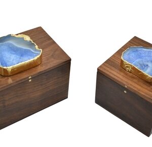 Square Wooden Box with Agate Top