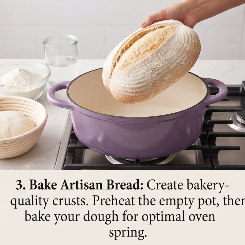 exclusive 4.5QT Enameled Dutch Oven Pot With Lid, Cast Iron Dutch Oven With Dual Handles For Bread Baking, Cooking, Non-stick Enamel Coated Cookware 30 mrali 3 bake artisan bread Enameled Dutch Oven Pot With Lid
