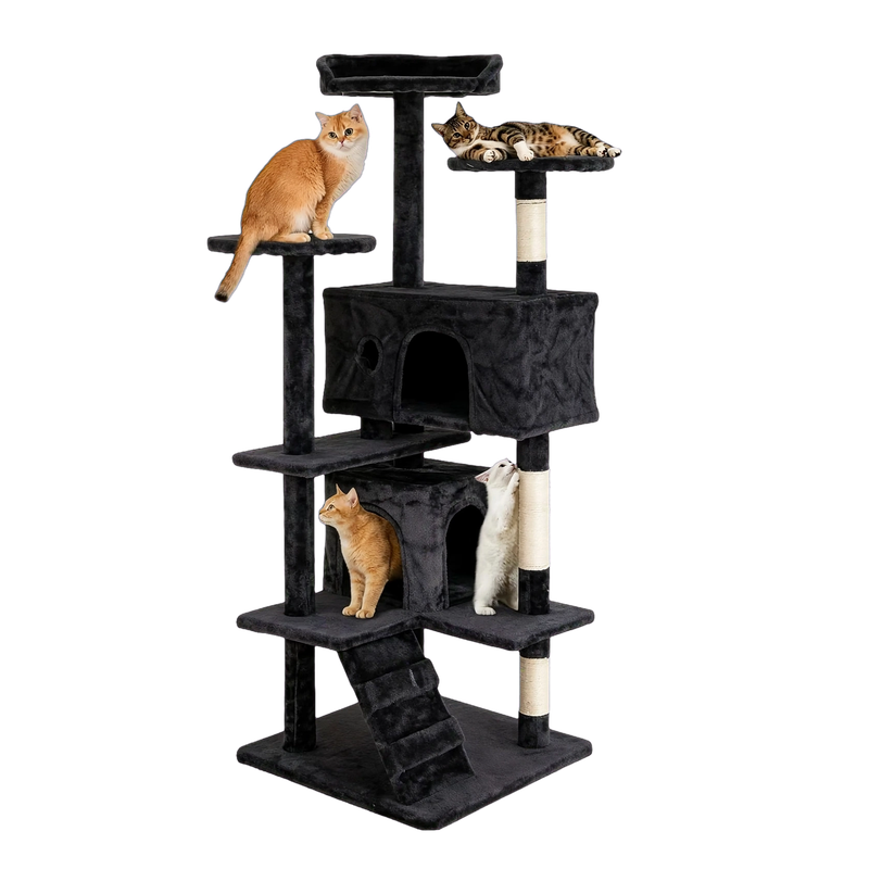 DOPINMIN 54in Cat Tree Tower For Indoor Cats, Multi-Level Furniture Activity Center With Scratching Posts Stand House Condo Funny Toys Kittens Pet Play House, Dark Gray