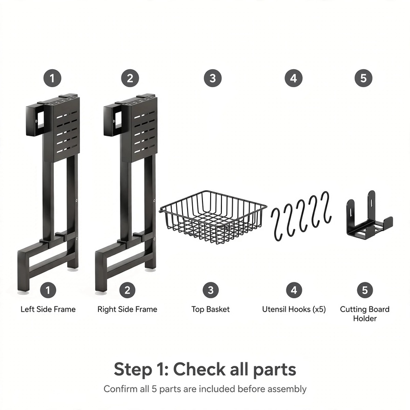 exclusive 1pc Expandable Dish Drying Rack for Countertop, Black Kitchen Organizer for Sink Storage 31 mrali single layer Step 3 Assemble organize