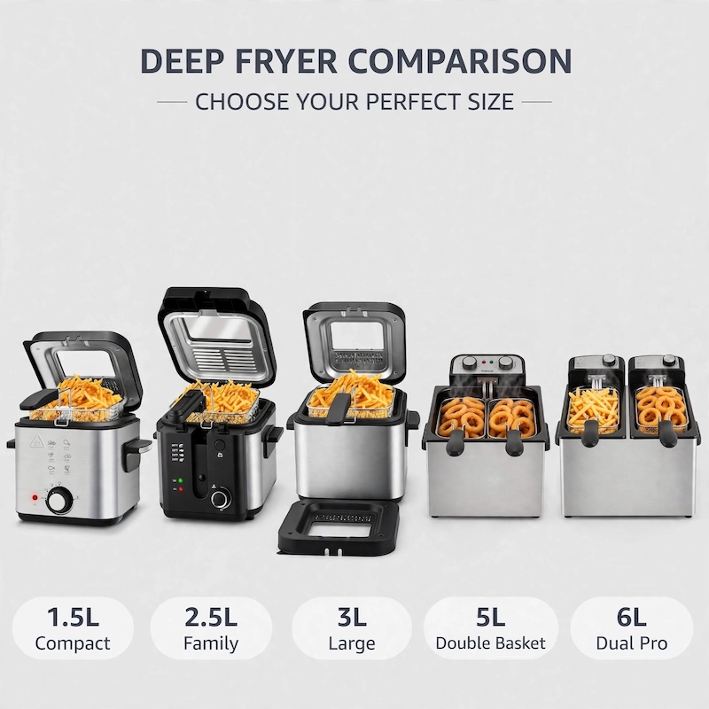 SUSTEAS 1500W Smokeless Fryer | Temperature-controlled, Removable Basket, 84.54oz. Non-stick Liner for Easy Cleaning Father's Day Gifts Are Perfect Gifts And Gift Suggestions for Cooking Lovers