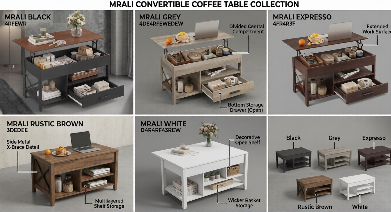 Coffee Table Lift Top, Multi-Function Convertible Coffee Table with Drawers and Hidden Compartment, Coffee Table Converts to Dining Table for Living Room, Home Office, Patio Furniture, outdoor furniture 14 Coffee Table Lift Top, Multi-Function Convertible Coffee Table with Drawers and Hidden Compartment, Coffee Table Converts to Dining Table for Living Room, Home Office, Patio Furniture, outdoor furniture - Image 14