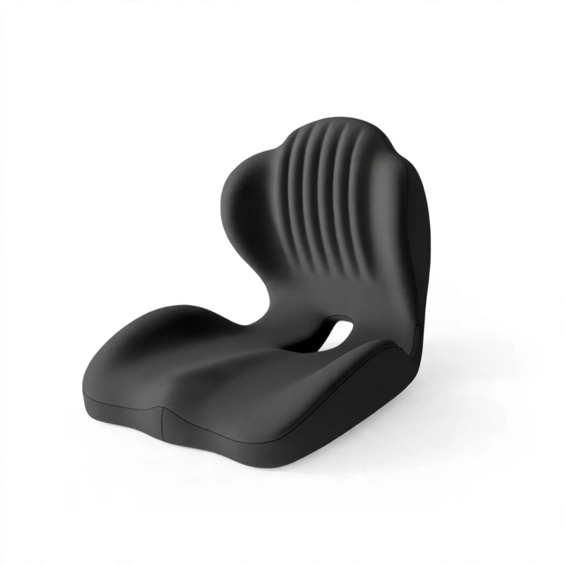 1pc Shell-Shaped Ergonomic Seat Cushion Soft Comfortable Chair Cushion For Office Chair, Car Seat And Home Use, Supportive Design For Daily And Long Hours Sitting 1 Clean, isolated front view of a black color Seat Cushion Soft Comfortable Chair against a white background, highlighting its contours.