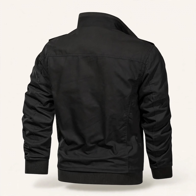 Men's Tactical Jacket Practical Men's Tactical Jacket | Multiple Pockets, Workwear Style Coat 3 Rear view of a black color Men's Tactical Jacket Practical displaying a clean, tailored fit against a neutral background.
