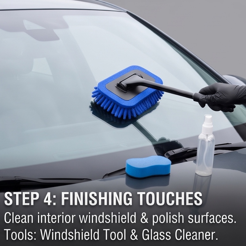26pcs Car Detailing Brush Set, Car Detailing Kit, Car Detailing Brushes, Car Cleaning Kit, Car Windshield Cleaning Tool, Professional Car Care Kit - Car Wash Brush Kit for Interior Exterior Wheels 11 mrali blue STEP 4 FINISHING TOUCHES