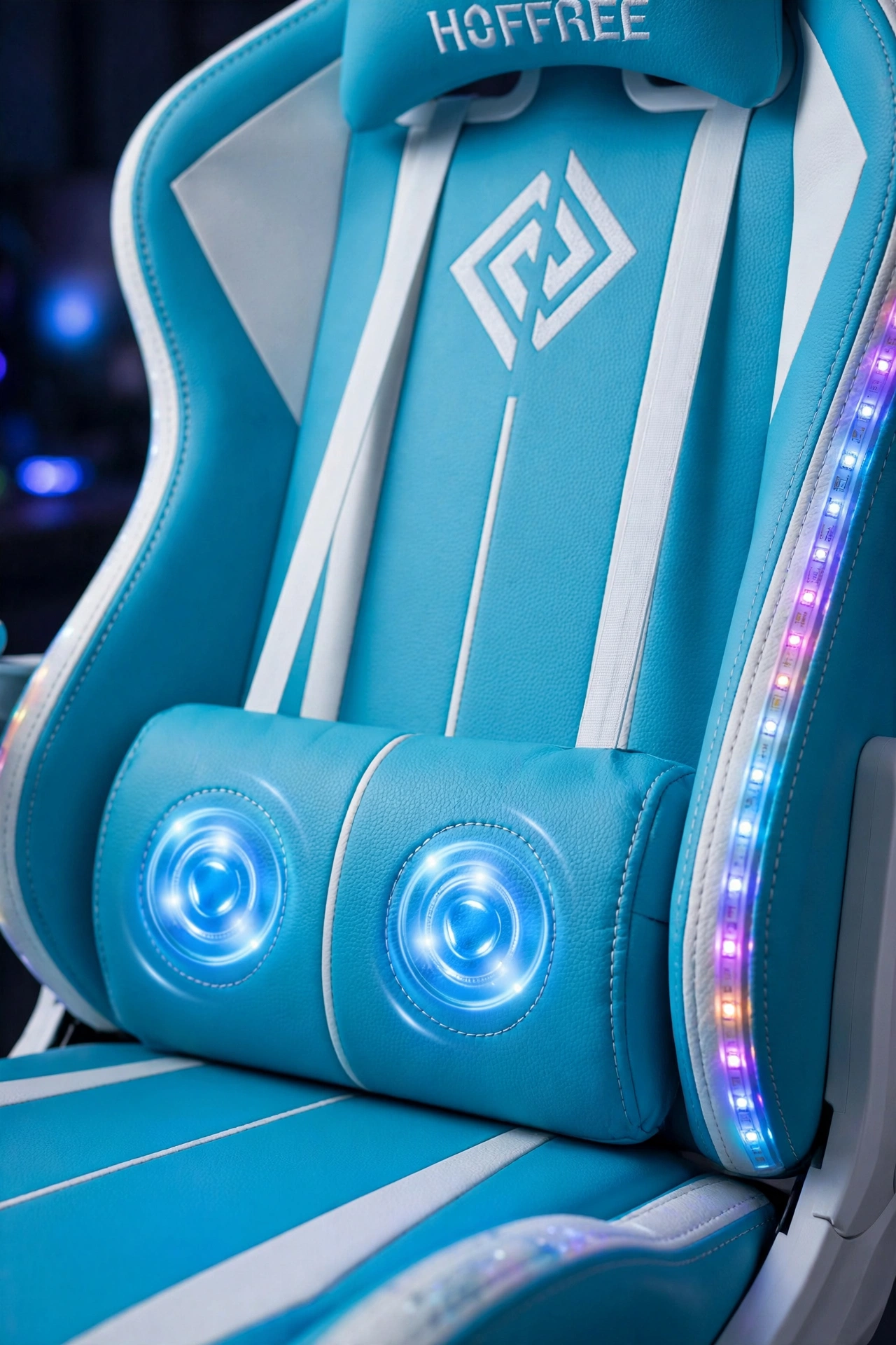 New Model 1.2 Two-Point Massage Lumbar with 135-Degree LED Light Strip 17 mrali blue white lumbar cushion macro