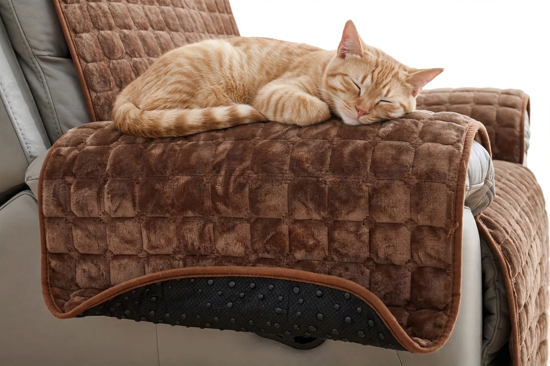 comfortable 1pc Velvet Recliner Chair Cover, Non-slip Recliner Slipcover Sofa Cover, Plush Recliner Cover, For Living Room Office Home Decor 8 mrali brown velvet armrest cover