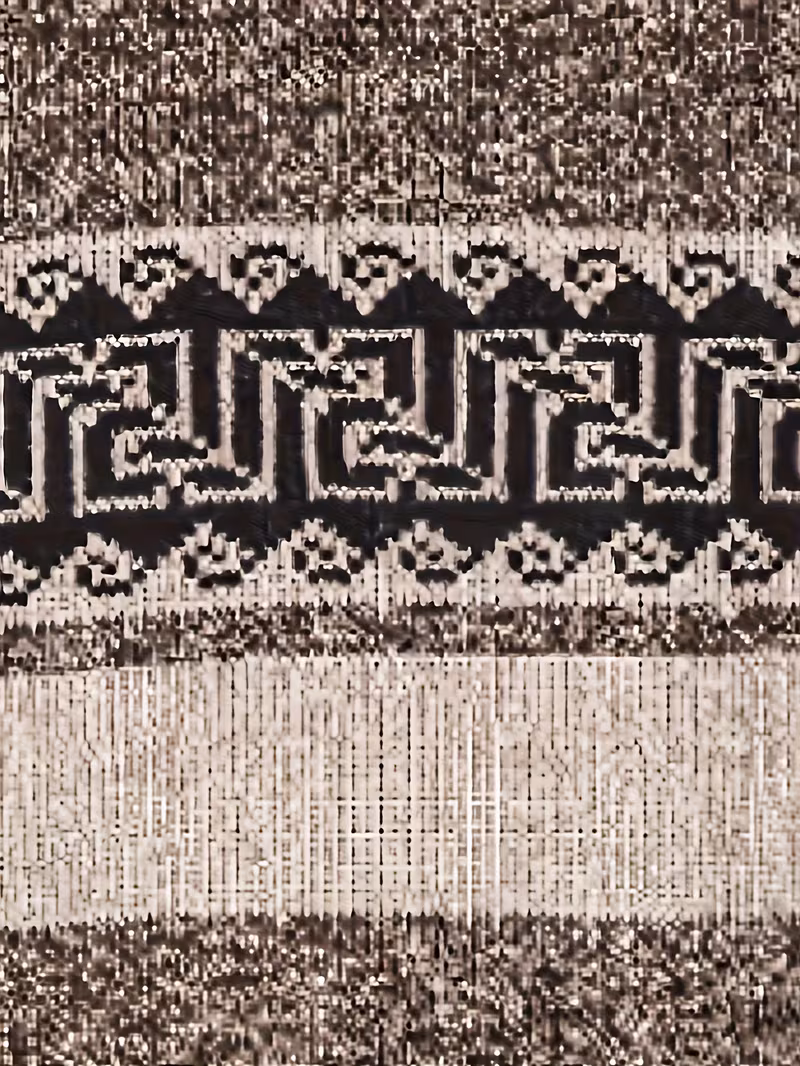 Men's Thermal Fleece-Lined Sport Knit Sweater with Pockets - Ethnic Wave Pattern, Stand Collar, Long Sleeve for Hiking, Cycling & Casual Winter Wear - Father’s Day Gift, Winter Knit Fabric 3 A detailed close up shot showing the thick knit texture of a coffee brown sweater, highlighting the crisp black and white geometric ethnic wave pattern stitched smoothly into the fabric. (