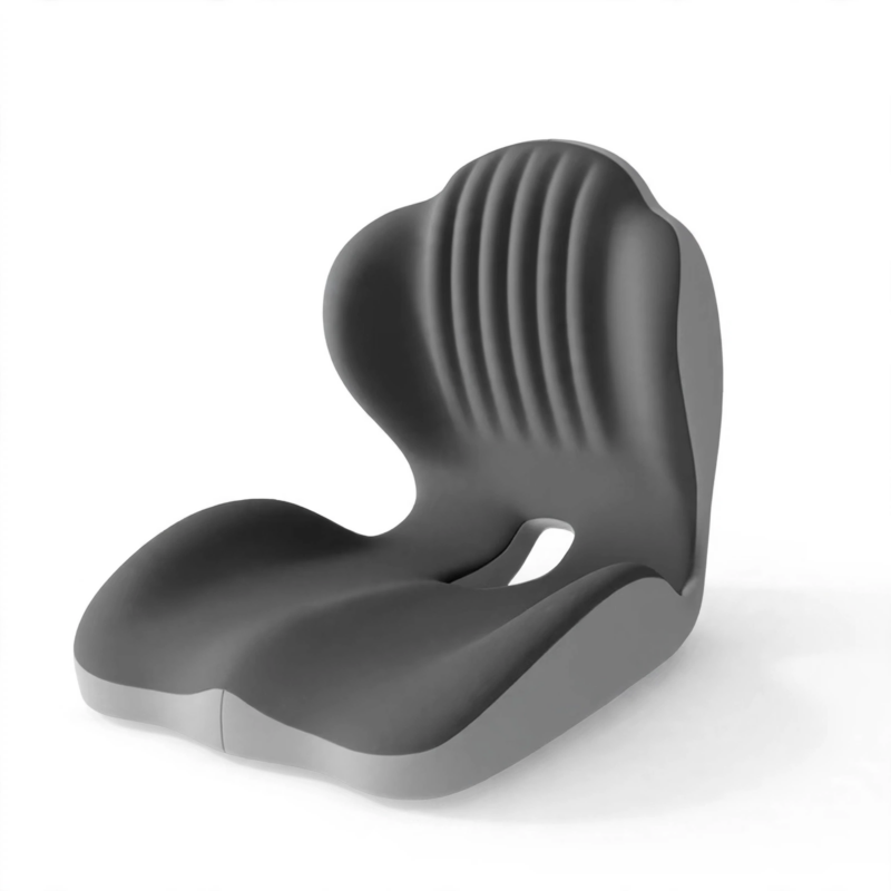 1pc Shell-Shaped Ergonomic Seat Cushion Soft Comfortable Chair Cushion For Office Chair, Car Seat And Home Use, Supportive Design For Daily And Long Hours Sitting 2 Isolated front-facing view of the dual gray color Seat Cushion Soft Comfortable Chair against a clean white background.