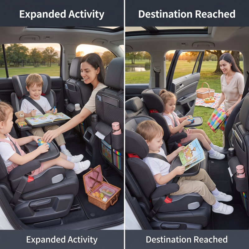 1pc Front and Rear Car Seat Back Organizer with Two Cup Holders, Car Tissue Box, and Multi-functional Storage, Convenient Rear Row Storage, PU Leather, Kick-Proof, Easy to Clean 6 A detailed close-up shot of the Front and Rear Car Seat Back Organizer with dimensions 23.62in (60cm) by 16.93in (43cm), showcasing its numerous pockets and storage spaces against a brown leather car interior.