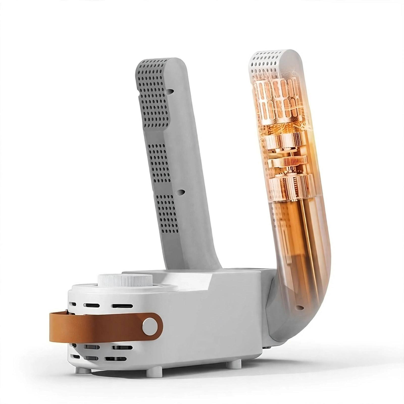 exclusive Antosun Footwear Dryer Odor Eliminator for Shoes, Equipped with Timer, Glove Dryer for Boxing, Collapsible, Suitable for Ski Boots, Socks, And Sneakers, Color: White, Without Battery 4 Transparent cross-section graphic view highlighting the internal heating coils and motor of the odor eliminator for shoes