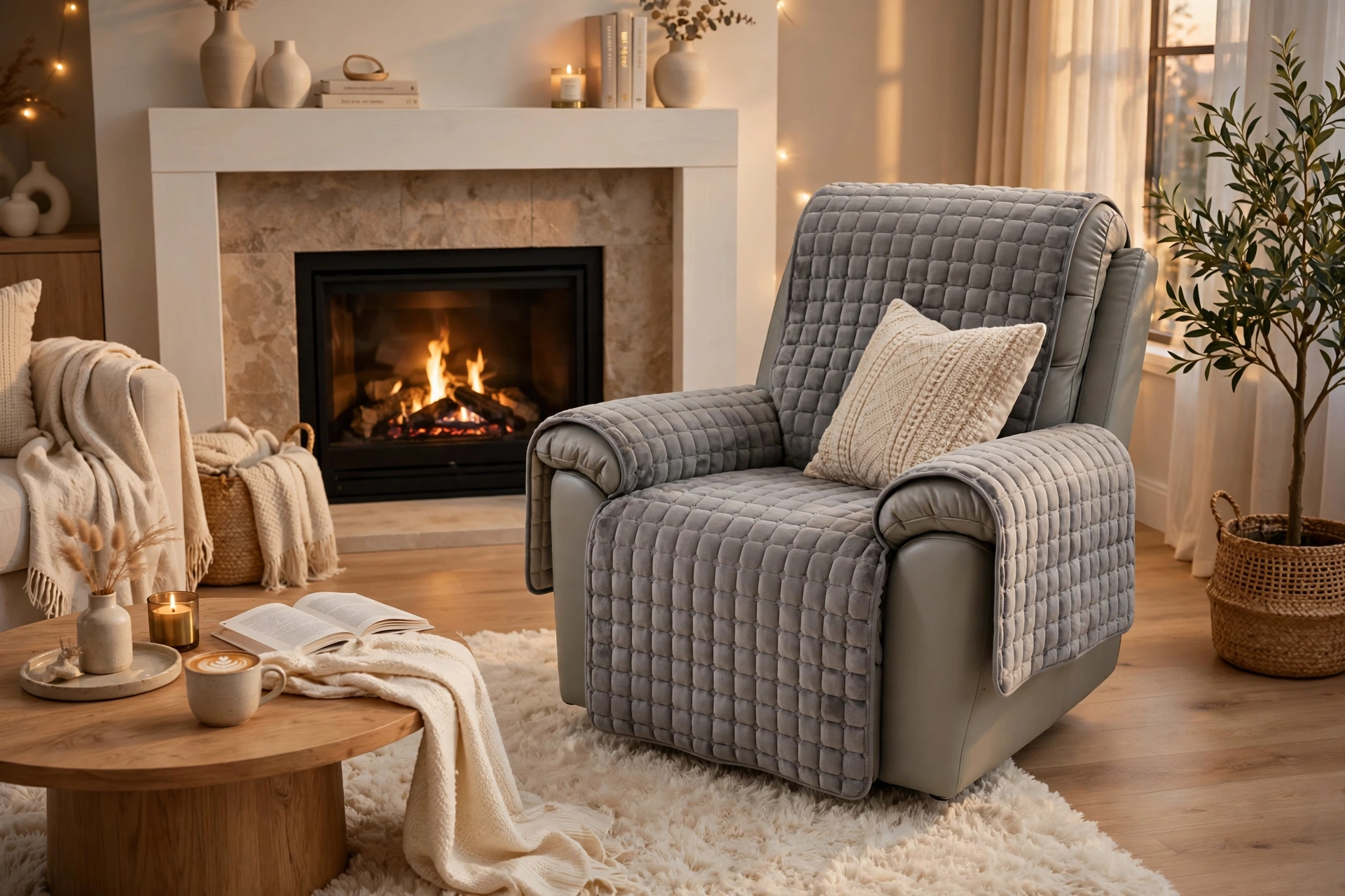 comfortable 1pc Velvet Recliner Chair Cover, Non-slip Recliner Slipcover Sofa Cover, Plush Recliner Cover, For Living Room Office Home Decor 7 mrali gray cozy recliner living room