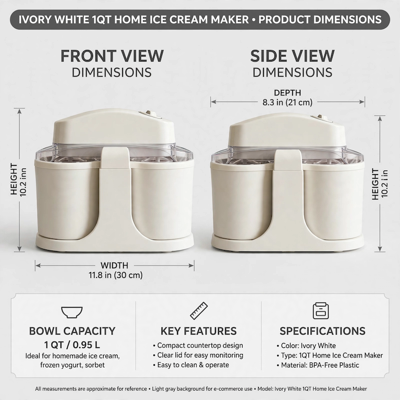 Home Ice Cream, Detachable Design for Easy Cleaning, Perfect for Making Homemade Ice Cream, Smoothies And Frozen Yogurt, 1QT, Party, Summer Essentials, Halloween And Christmas Gifts Suitable for Giving 4 Home Ice Cream, Detachable Design for Easy Cleaning, Perfect for Making Homemade Ice Cream, Smoothies And Frozen Yogurt, 1QT, Party, Summer Essentials, Halloween And Christmas Gifts Suitable for Giving - Image 4