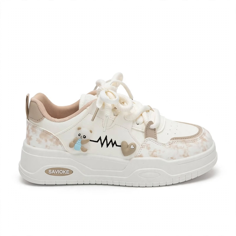 Women's White Platform Sneakers - Chunky Platform Shoes with Upper & PVC Sole, Lace-Up Mid-Top Casual Athletic Wear Suitable for Spring/Autumn, - Comfortable Footwear, Women Shoes 16 mrali khaki single white platform sneaker