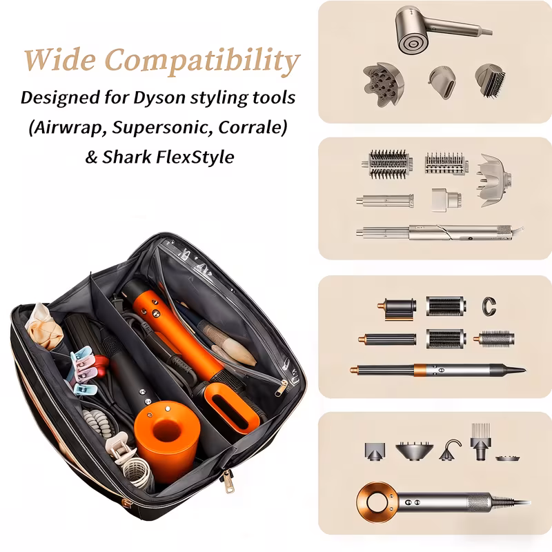 3-in-1 Clutch Bag Hot Hair Tools Travel Bag – Large Capacity Wide-Open Hair Accessory Case & Professional Heat-Safe Styling Mat 13 Clutch Bag Hot Hair Tools Travel Bag with Wide Compatibility for Dyson & Shark