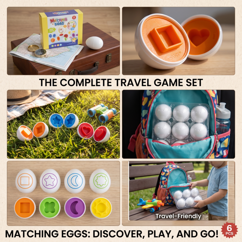 6/12pcs Pieces Plastic Egg Shape Sorting & Matching Puzzle - Egg Cell Suitable for Preschool Shape Recognition, Fine Motor Skills Activity for Boys & Girls, Travel-Friendly Egg Classificatory Games 8 Two pieces of the Pieces Plastic Egg Shape Sorting toy, a white closed shell and a split shell with a red star inside, showing measurements.