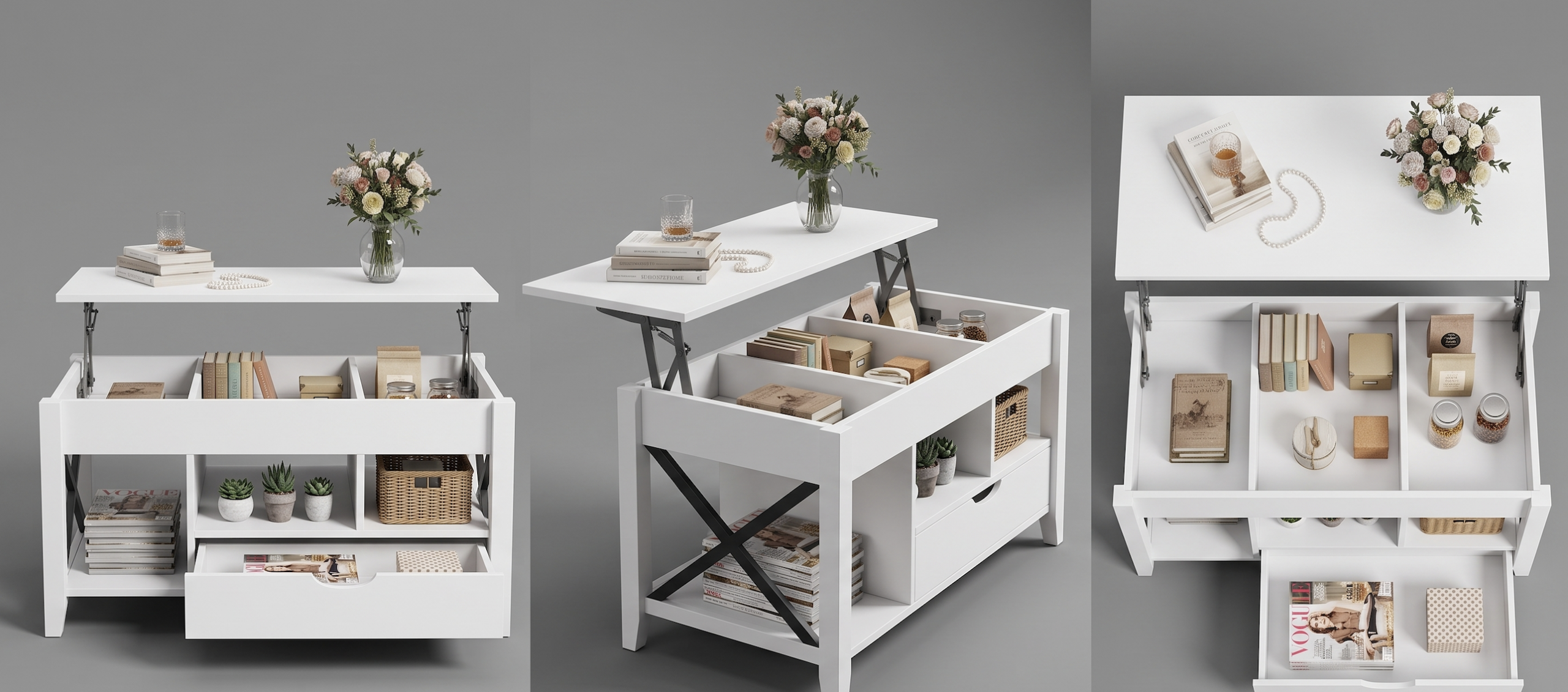 Coffee Table Lift Top, Multi-Function Convertible Coffee Table with Drawers and Hidden Compartment, Coffee Table Converts to Dining Table for Living Room, Home Office, Patio Furniture, outdoor furniture 11 Coffee Table Lift Top, Multi-Function Convertible Coffee Table with Drawers and Hidden Compartment, Coffee Table Converts to Dining Table for Living Room, Home Office, Patio Furniture, outdoor furniture - Image 11
