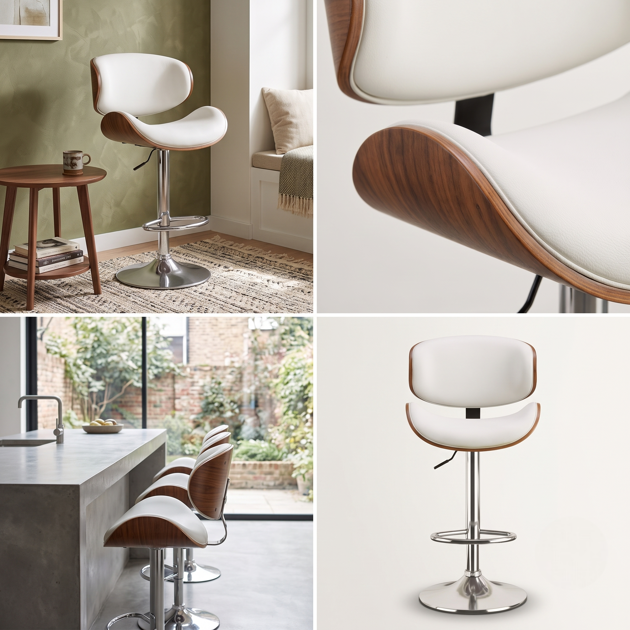 useful Swivel Bar Stools Set Of 2 Seat, Set Of 1 And 4 Seat, Adjustable Height 24.5-33.5in, Wooden Barstools PU Leather Upholstered Bar Chairs with Back & Footrest for Bar Kitchen Dining Room 25 mrali white rerfref
