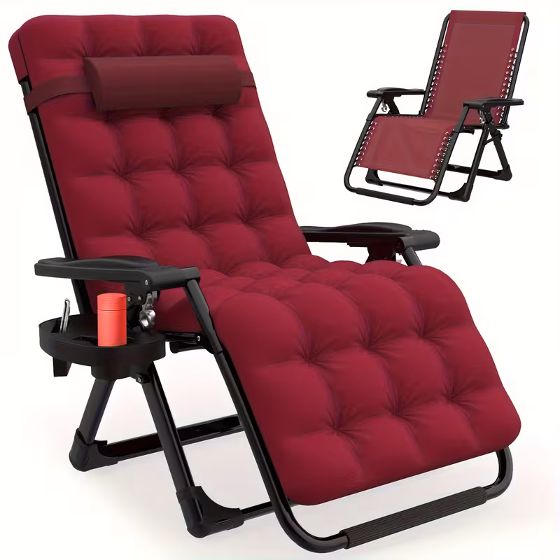 The Ultimate Relaxation Zero Gravity Chair Lounge Chair Recliner with Secure Multi-Position Locks 5 Black Color Zero Gravity Chair Lounge Chair Recliner with Ultra-Soft Removable Cushion, Heavy Duty Folding Patio Recliner with Cup Holder Tray & Adjustable Headrest