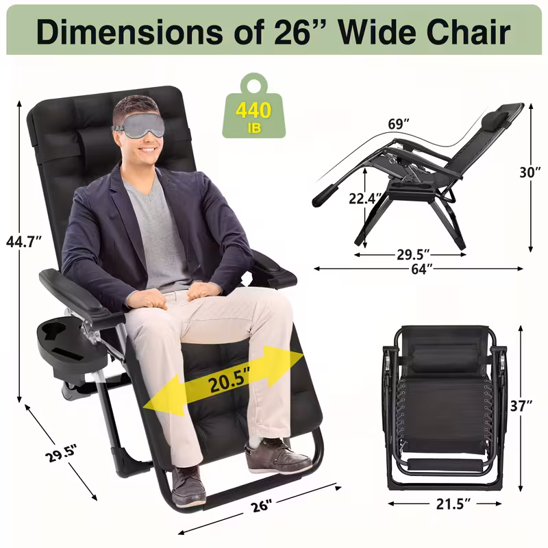 The Ultimate Relaxation Zero Gravity Chair Lounge Chair Recliner with Secure Multi-Position Locks 10 The Ultimate Relaxation Zero Gravity Chair Lounge Chair Recliner with Secure Multi-Position Locks - Image 10