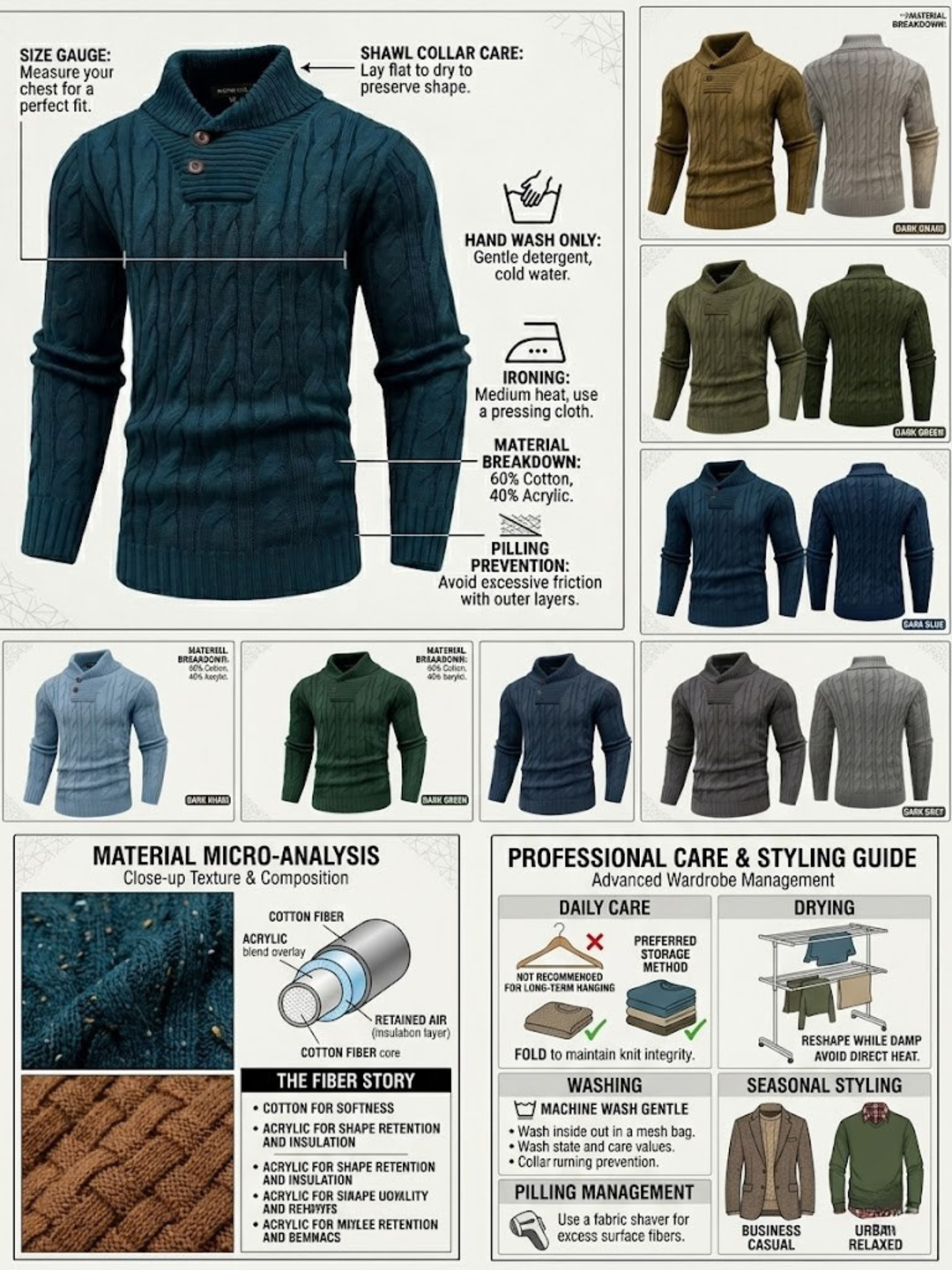 Men's Mature Business Sweater | Premium Merino-Style Lapel Knitwear | Sharp Professional Pullover for Executive Layering (Winter 2026) 36 Man in a dark charcoal mature business sweater with a button-down shirt underneath for a professional office look.