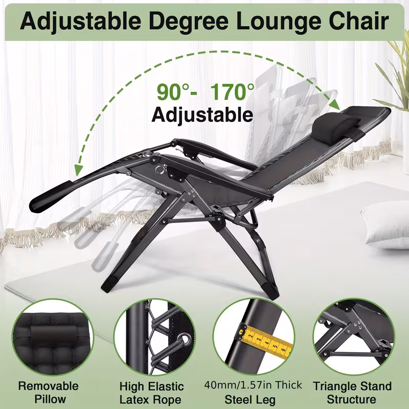 The Ultimate Relaxation Zero Gravity Chair Lounge Chair Recliner with Secure Multi-Position Locks 13 The Ultimate Relaxation Zero Gravity Chair Lounge Chair Recliner with Secure Multi-Position Locks - Image 13