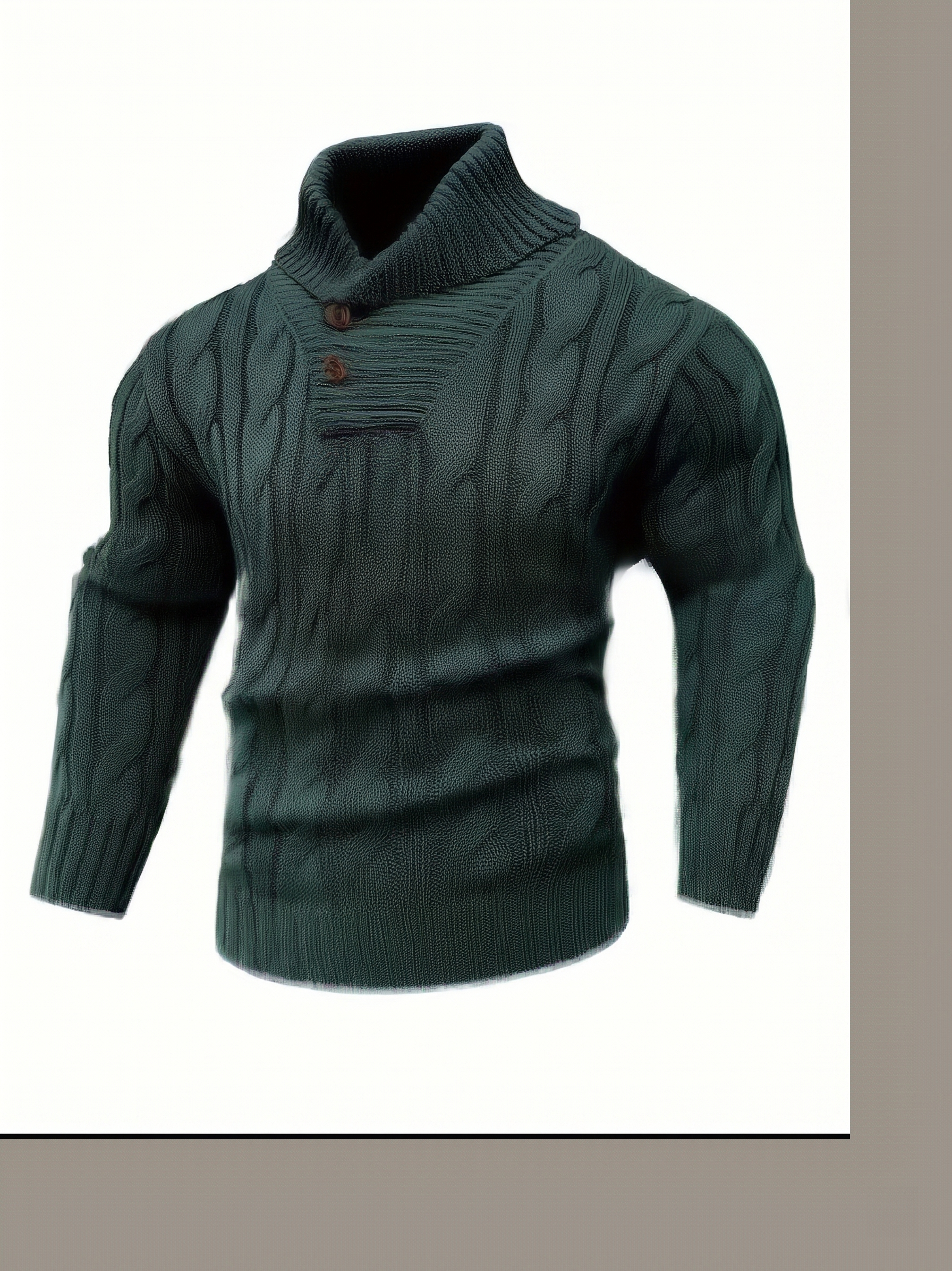 Men's Mature Business Sweater | Premium Merino-Style Lapel Knitwear | Sharp Professional Pullover for Executive Layering (Winter 2026) 9 A side-angled view of the mori wood green color mature business sweater, focusing on the fit of the sleeves and the buttoned shawl collar.
