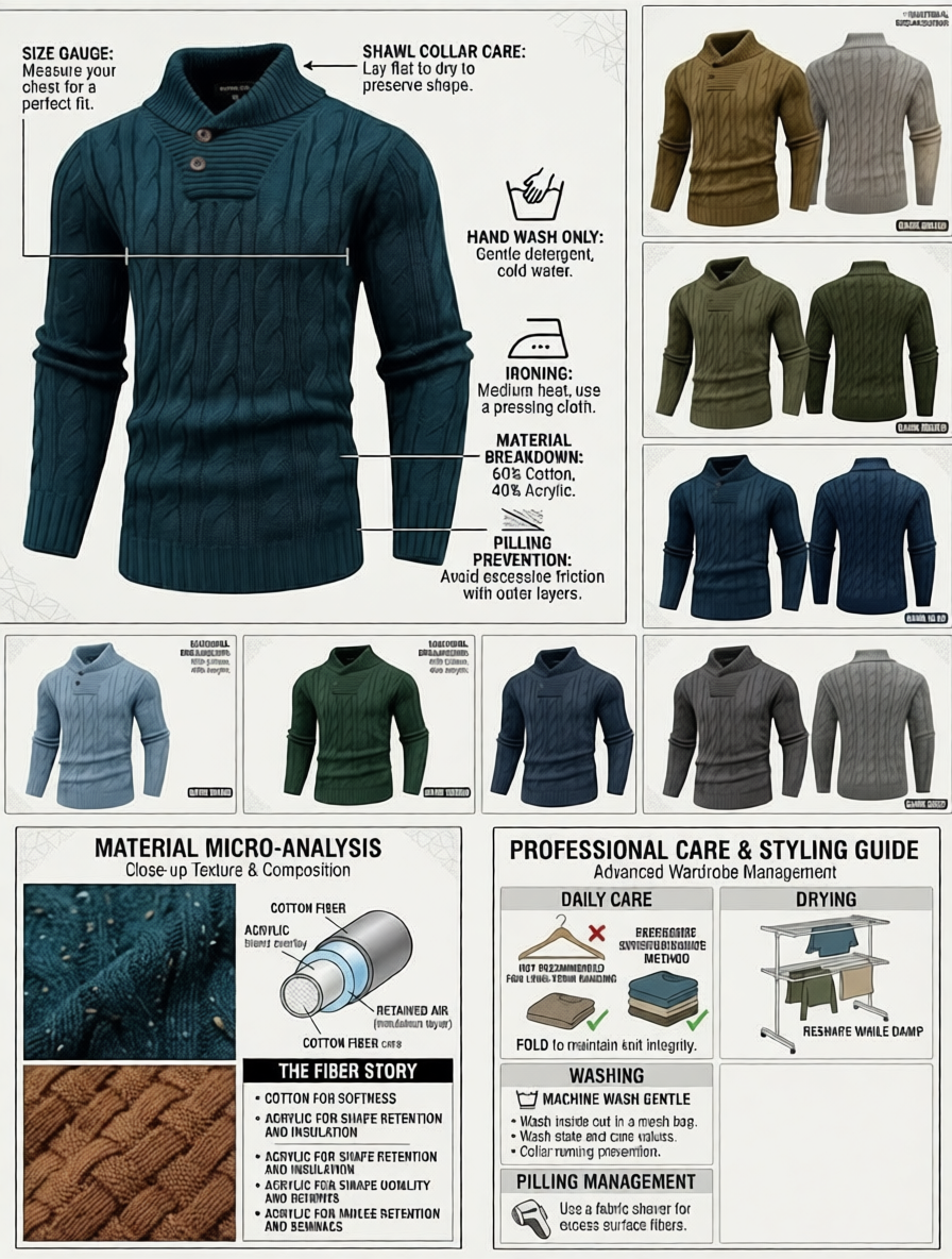 Men's Mature Business Sweater | Premium Merino-Style Lapel Knitwear | Sharp Professional Pullover for Executive Layering (Winter 2026) 49 Man in a dark charcoal mature business sweater with a button-down shirt underneath for a professional office look.
