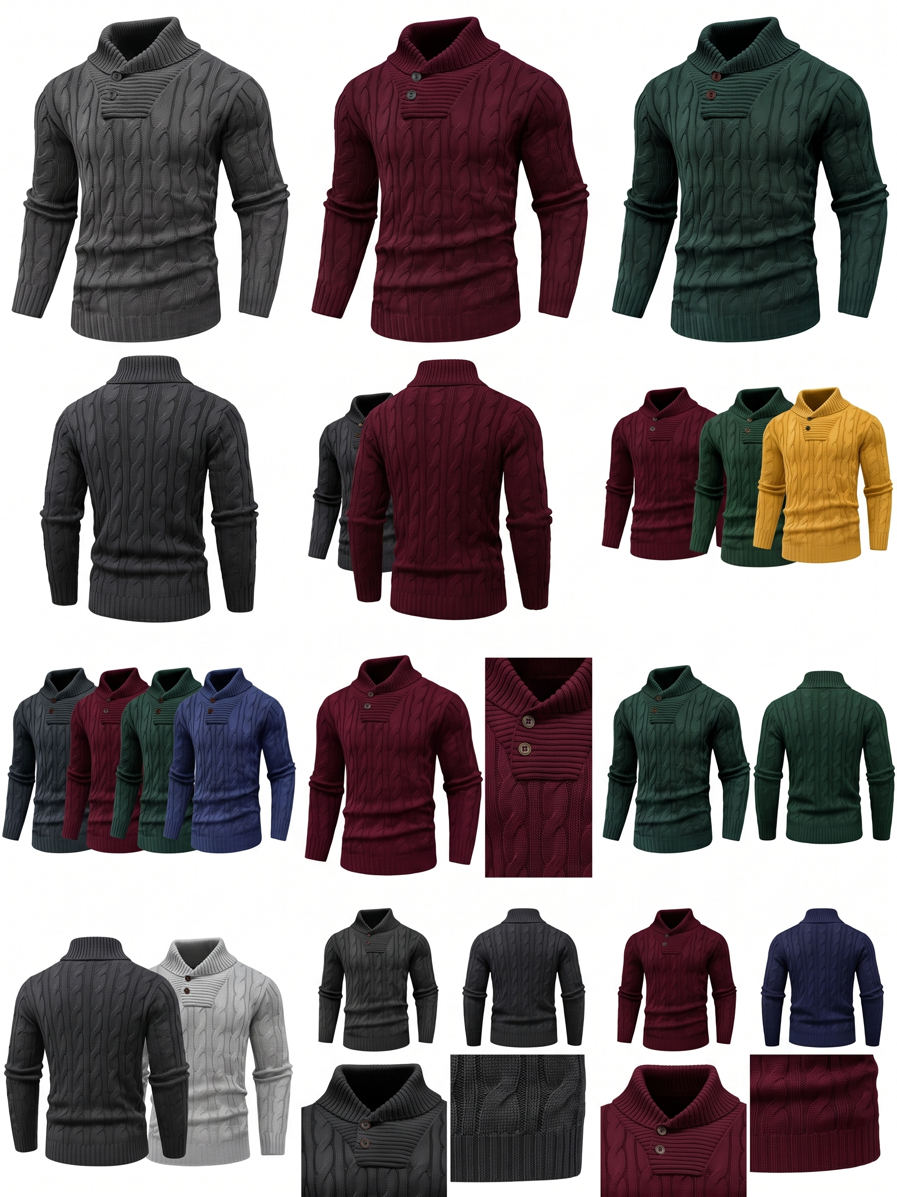 Men's Mature Business Sweater | Premium Merino-Style Lapel Knitwear | Sharp Professional Pullover for Executive Layering (Winter 2026) 21 Man in a dark charcoal mature business sweater with a button-down shirt underneath for a professional office look.