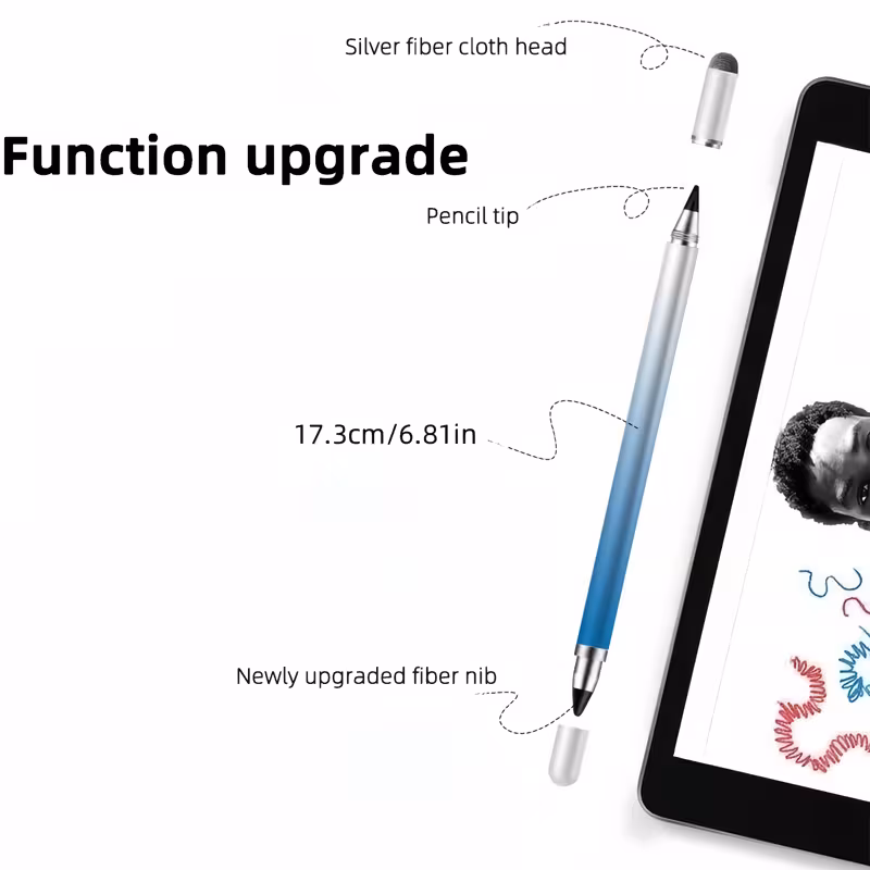 exclusive Masterstroke Synergy: The 3-in-1 Universal Touch Screen Stylus Pen for Seamless Cross-Platform Navigation 18 A comprehensive product infographic for the 3-in-1 Universal Touch Screen Stylus Pen featuring a blue and silver aluminum barrel. The image showcases a hand using the stylus for "Pixel-Perfect Drawing" and "Fine Line Control" on a digital tablet. Key technical callouts include the "Silicon Disc Tip (0.7mm) for high precision sketching" and a "Swivel Cap" designed to protect the nib from loosening. A circular technical diagram at the bottom explains the "Unique Silicon Disc Technology" for battery-free precision. At the bottom right, a compatibility guide confirms the pen works with iPad, Android tablets, Fire tablets, laptops, iPhone, Android phones, Surface, and 2-in-1 laptops.