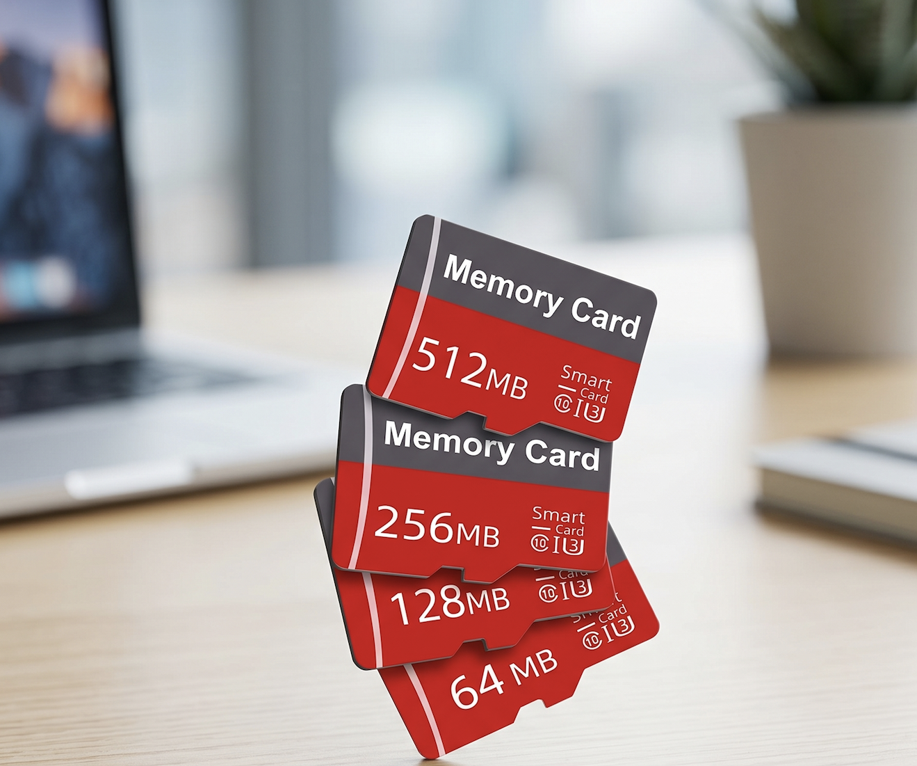practical Small Capacity Memory Card Multi-Pack | 64MB to 512MB Industrial Micro SD Cards for Legacy Devices & Automation 10 An open black premium presentation box on a metallic table showcasing a small capacity memory card multi pack containing four industrial micro SD cards in sixty four megabytes, one hundred twenty eight megabytes, two hundred fifty six megabytes, and five hundred twelve megabytes alongside a quick setup guide